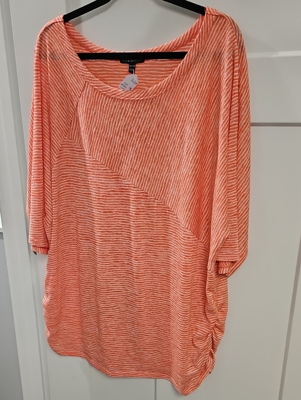 Lane Bryant Coral and White Striped Tunic Top